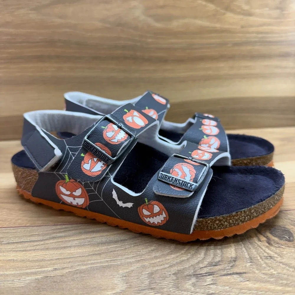 Birkenstock Milano Kids Halloween Sandals 1 EU 32‎ Black Orange Walking Casual